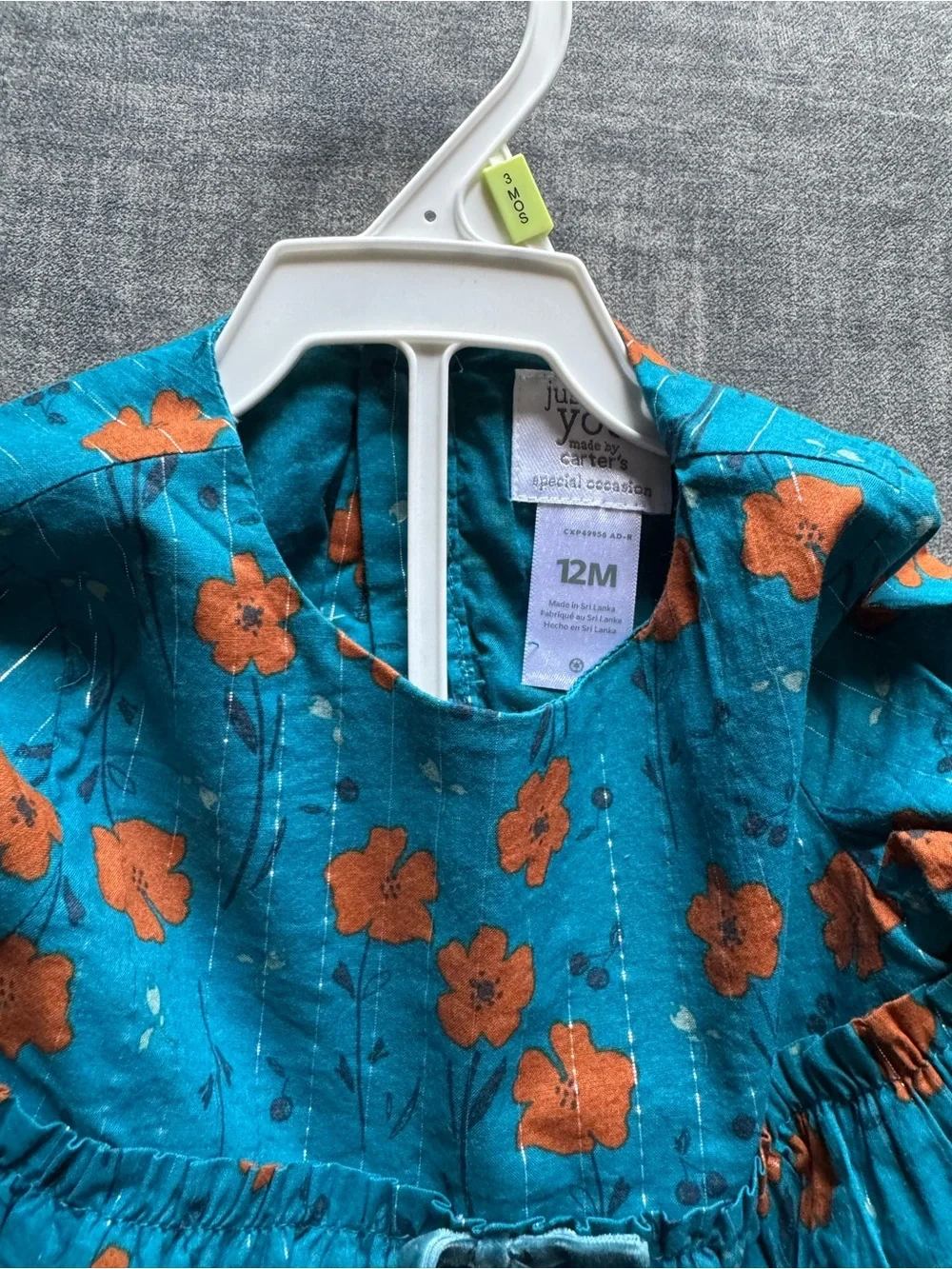Carter's Teal Dress with Orange Floral Print